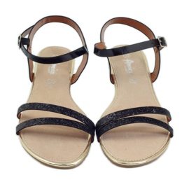 American Club Black American 052 třpytivé sandály černá 4