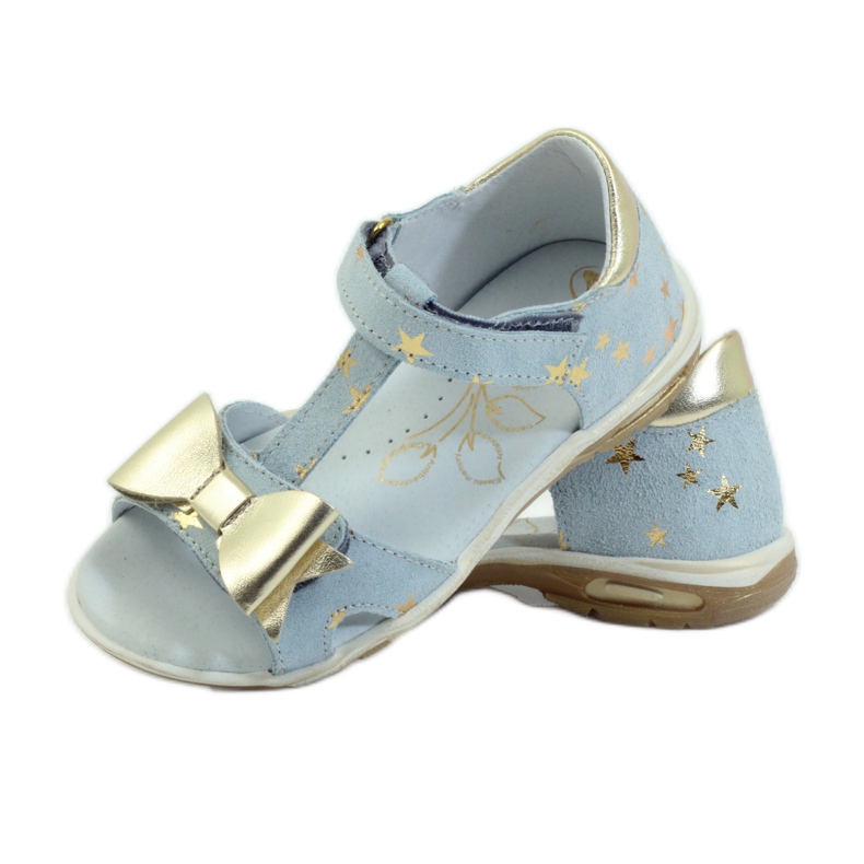 Sandály hvězdičky s mašlí Ren But 3199 žlutá modrý 3