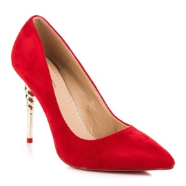 Červené semišové podpatky červený 1