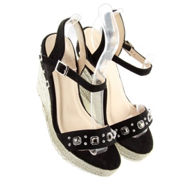 Černé espadrilky na klínech, černé TS-2730 Black černý 2