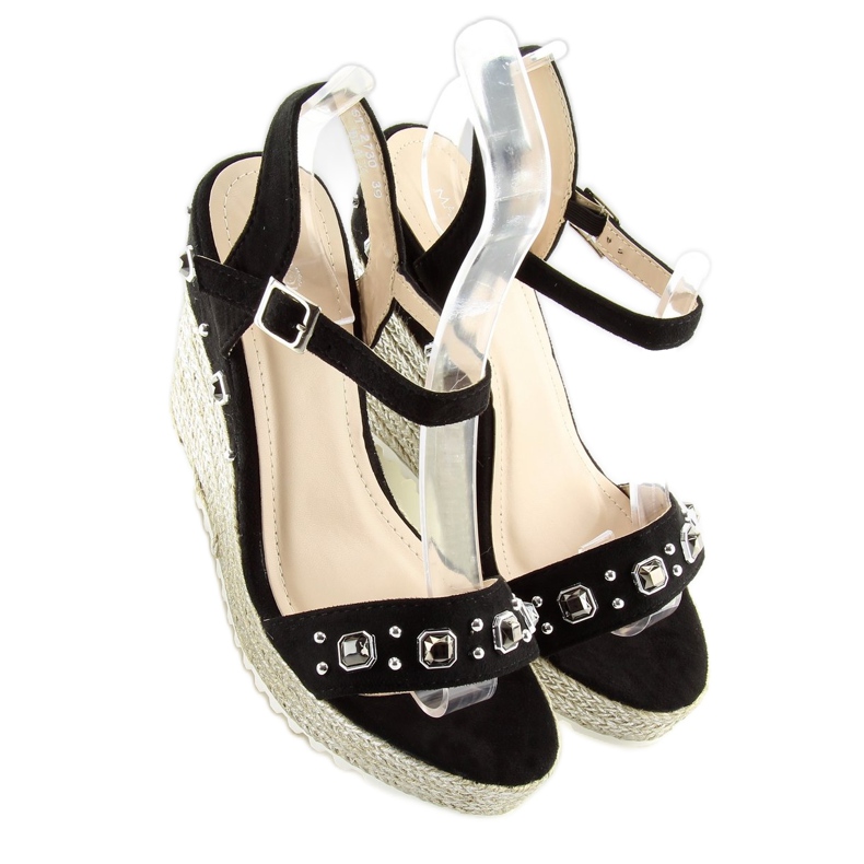 Černé espadrilky na klínech, černé TS-2730 Black černý 2