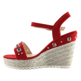 Červené espadrilky na klínu červené TS-2730 Red 1