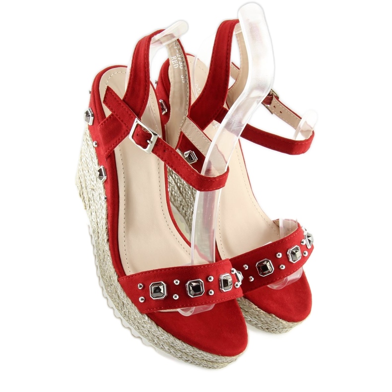 Červené espadrilky na klínu červené TS-2730 Red červený 2