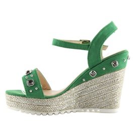 Zelené espadrilky na klínech, zelené TS-2730 Zelené zelený 1
