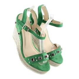 Zelené espadrilky na klínech, zelené TS-2730 Zelené zelený 2
