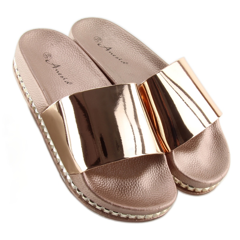 Růžové dámské růžové pantofle N-29 champagne růžový 2