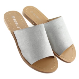 H8-116 Šedé rovné šedé pantofle šedá 2