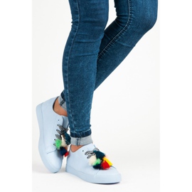 Ideal Shoes Modré Tenisky S Třásněmi modrý 2 Ideal Shoes Modré Tenisky S Třásněmi modrý 2