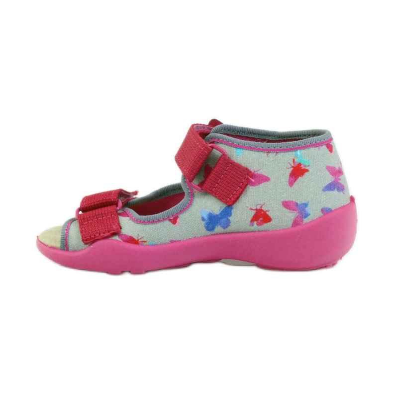 Sandály Befado 242p077 s koženou vsadkou růžový šedá 2