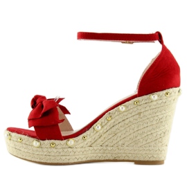Červené sandály, espadrilky na klíncích červený 2