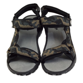 American Club Kožené sandály American 1728 camo šedá hnědý černý 4