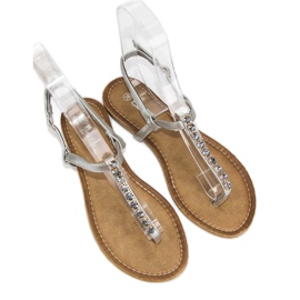 Comer Světle stříbrné sandály šedá 2