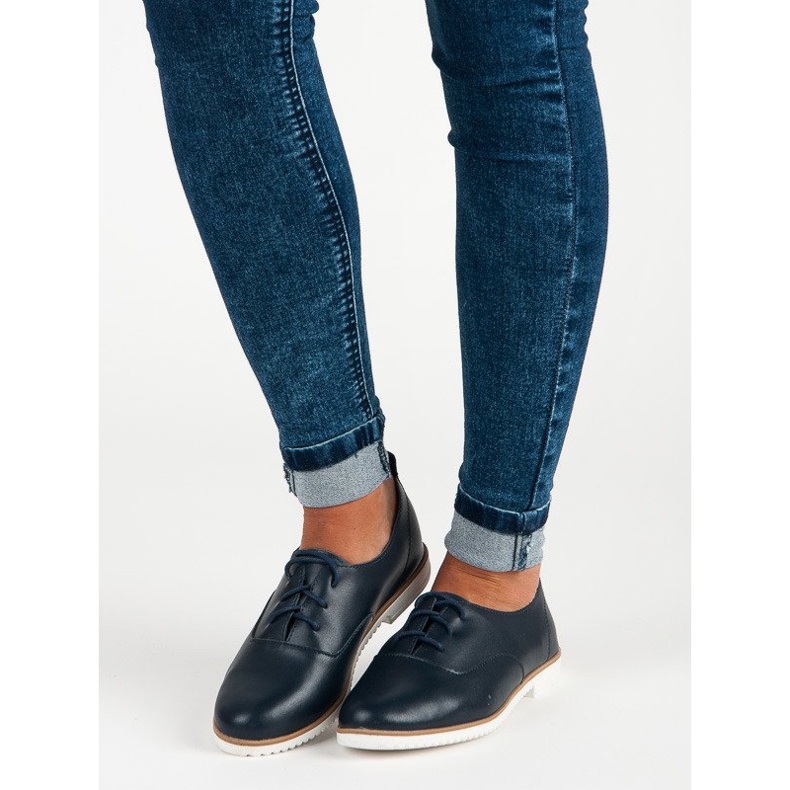 Kožené boty Mazaro v tmavě modré barvě modrý 1