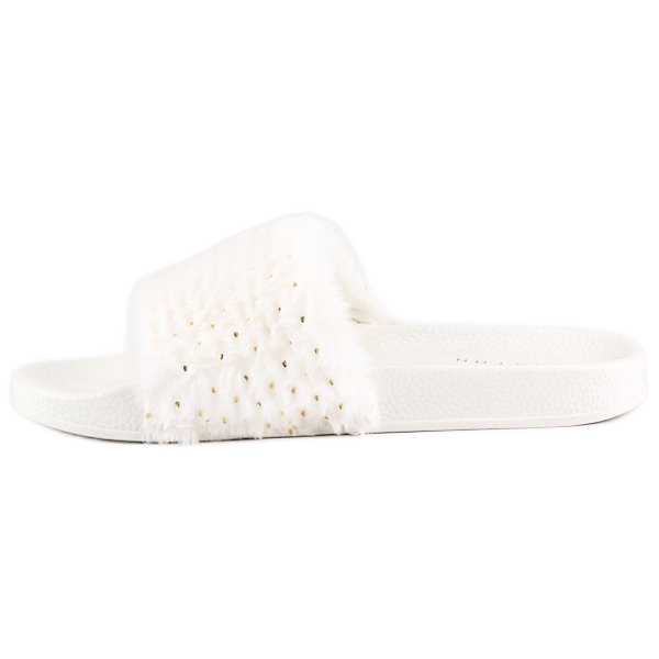 Erynn Bílé žabky s kožíškem bílý 1