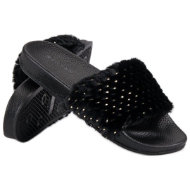 Erynn Černé pantofle s kožíškem černý 1