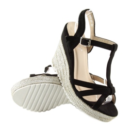 Černé sandály, espadrilky na klínku, černé 680-30 Black černá 2