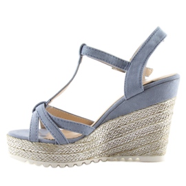 Sandály, espadrilky na klínku, modrá 680-30 Modrá modrý 6