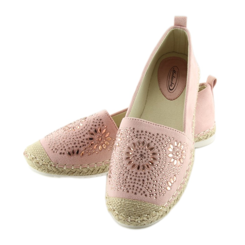 Espadrilky zdobené růžovou 5599-1 Pink růžový 2