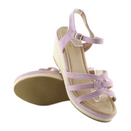 Fialové nízké sandály na klínku SR-2817 Purple fialová 2