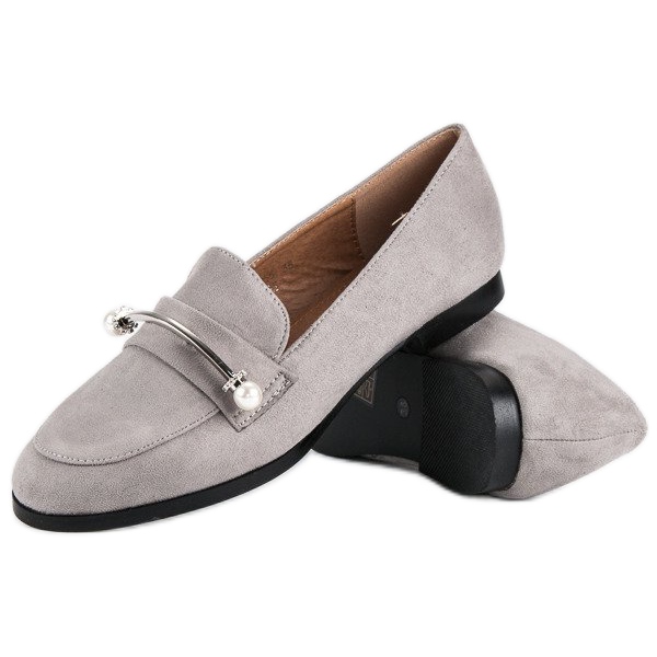 Šedé boty s perlami šedá 1