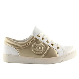 Chanelki tenisky Y612-41 White white and gold bílý žluť 1