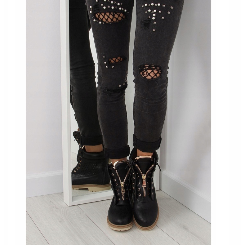 Prolamované balmanasy, zlatý zip, černé R103 Black černý 2
