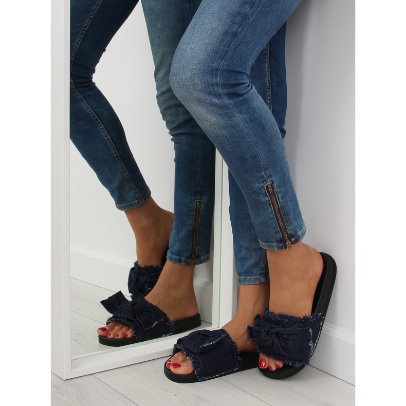 Námořnické modré džínové pantofle HN55 D.BLUE námořnická modrá 2