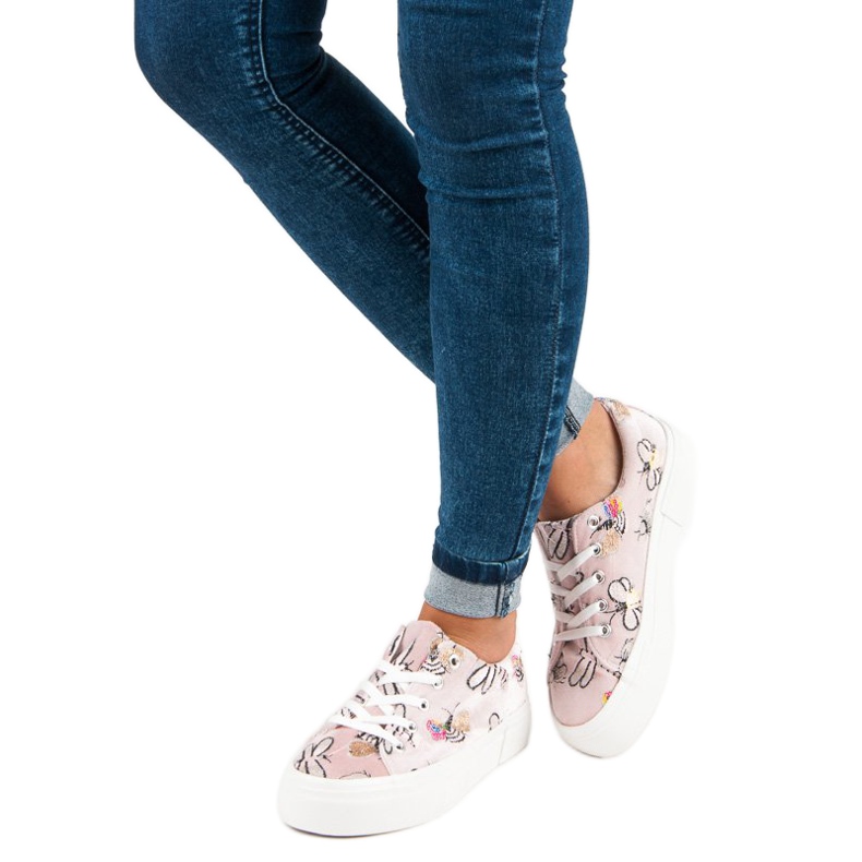 Kylie Velurové Tenisky Na Platformě bílý růžový 1