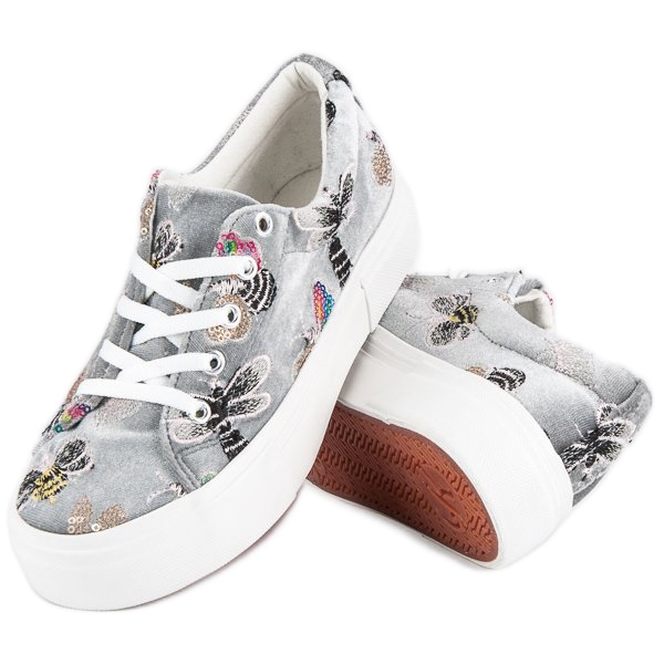 Kylie Velurové Tenisky Na Platformě šedá 1