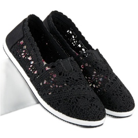 Černé krajkové balerínky černý 1