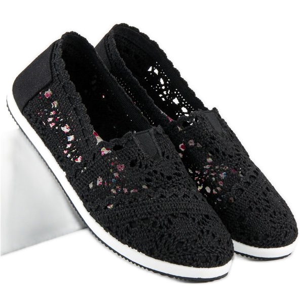 Černé krajkové balerínky černá 1