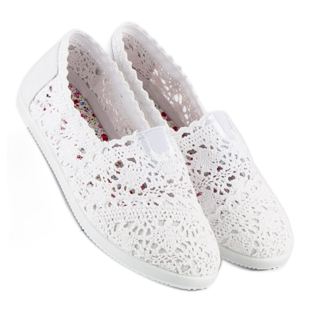 Bílé krajkové balerínky bílý 1