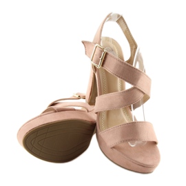 Růžové sandály na sloupku BJ1602-SD růžový 1
