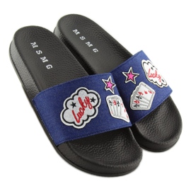 Námořnické modré džínové pantofle ZY-1205 D.BLUE modrý 1 Námořnické modré džínové pantofle ZY-1205 D.BLUE modrý 1