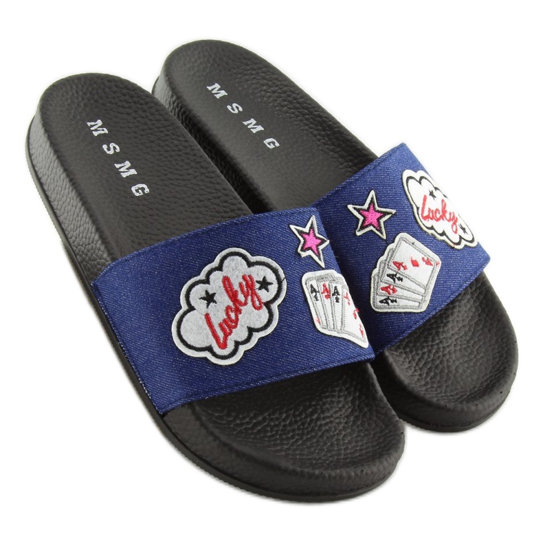 Námořnické modré džínové pantofle ZY-1205 D.BLUE modrý 1 Námořnické modré džínové pantofle ZY-1205 D.BLUE modrý 1