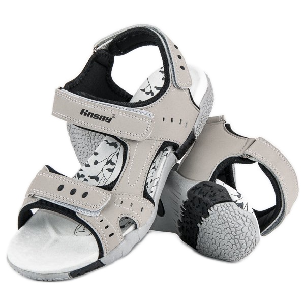 Hasby Sportovní ploché sandály šedá 1