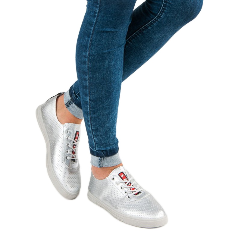 Stříbrné Tenisky S Prolamované šedá 1