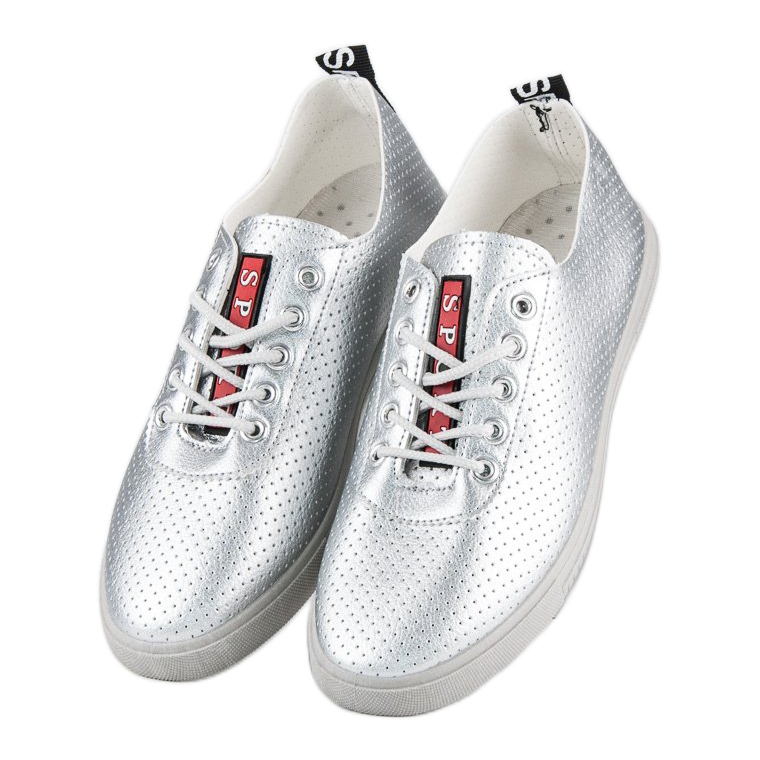 Stříbrné Tenisky S Prolamované šedá 2