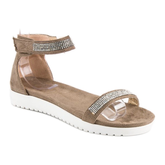 Evento Elegantní sandály na suchý zip hnědý 1