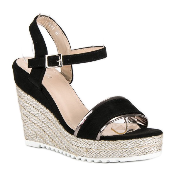 Erynn Pohodlné espadrilky na klínku černý šedá 1