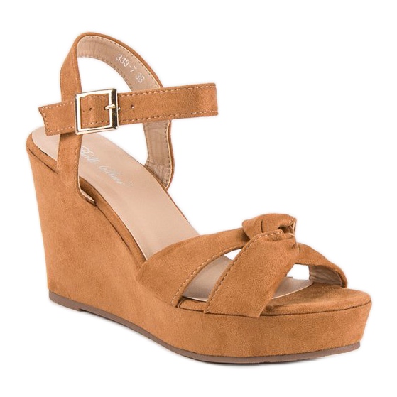 Bello Star Hnědé sandály na klínku hnědý vícebarevný 1