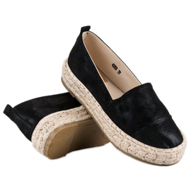 Nazouvací espadrilky na platformě černá 4