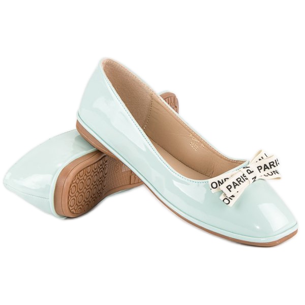 Ideal Shoes Mátově lakované baleríny zelený 2