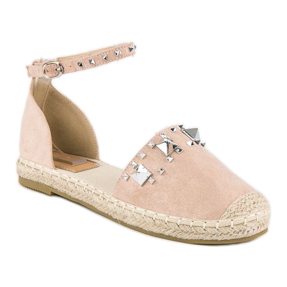 Ploché espadrilkové sandály růžový 1 Ploché espadrilkové sandály růžový 1