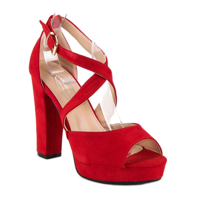 Sandály na vysokém sloupku červené 1