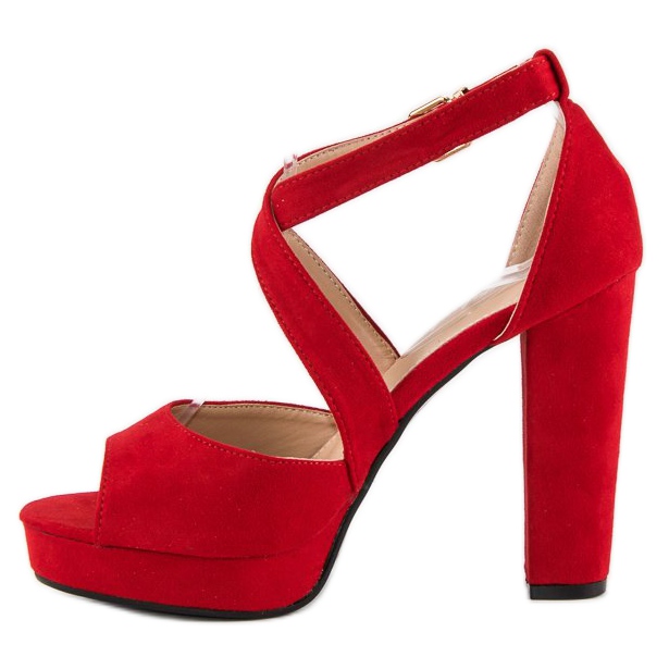 Sandály na vysokém sloupku červené 2