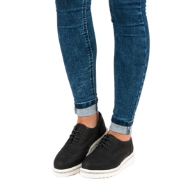 Ideal Shoes Černé boty na šněrování černý 1