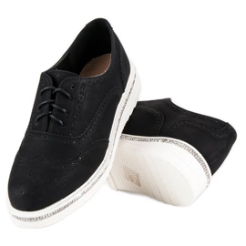 Ideal Shoes Černé boty na šněrování černá 4