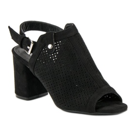 Prolamované sandály se svrškem černá 1