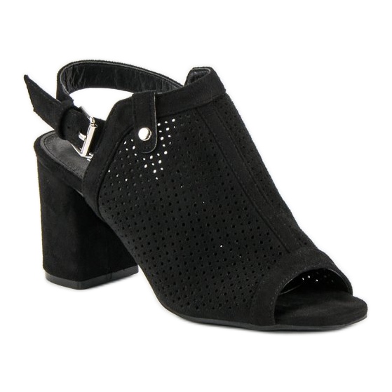 Prolamované sandály se svrškem černá 1